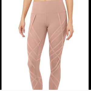 ALO Yoga HR Blush Crisscross Leggings Size Medium 28" Inseam